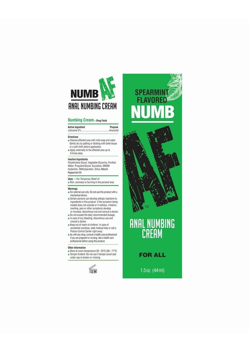 Numb AF Anal Numbing Flavored Cream 1.5oz - Spearmint