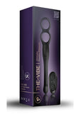 The-Vibe Silicone Rechargeable Cock Ring with Remote Control - Black/Silver