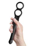 The-Vibe Silicone Rechargeable Cock Ring with Remote Control - Black/Silver