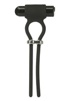 PowerBullet Bolo Bullet Rechargeable Silicone Cock Tie - Black/Silver