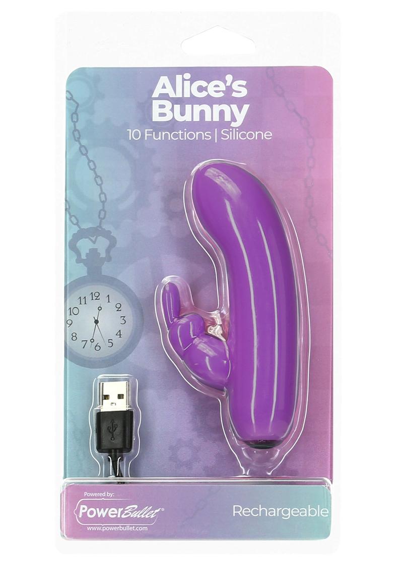 PowerBullet Alice's Bunny Rechargeable Silicone Rabbit - Purple