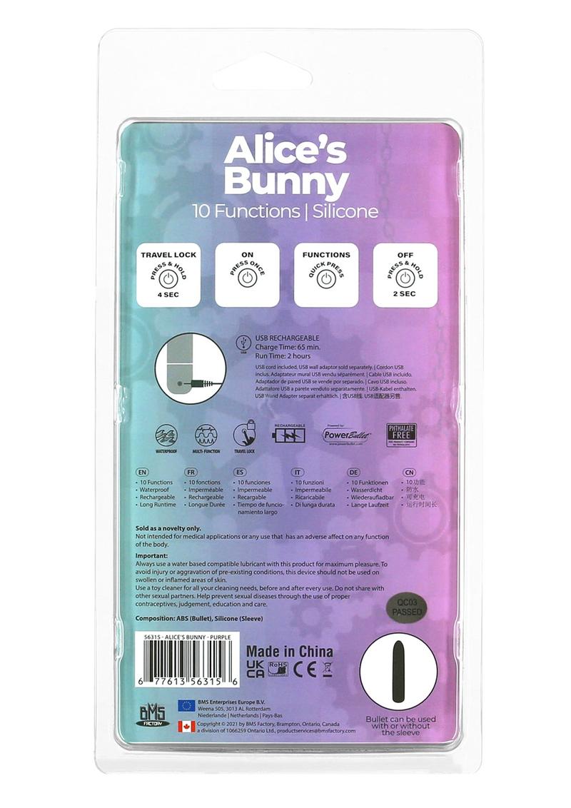 PowerBullet Alice's Bunny Rechargeable Silicone Rabbit - Purple