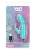 PowerBullet Alice's Bunny Rechargeable Silicone Rabbit Vibrator - Teal