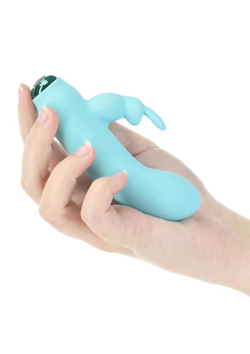 PowerBullet Alice's Bunny Rechargeable Silicone Rabbit Vibrator - Teal