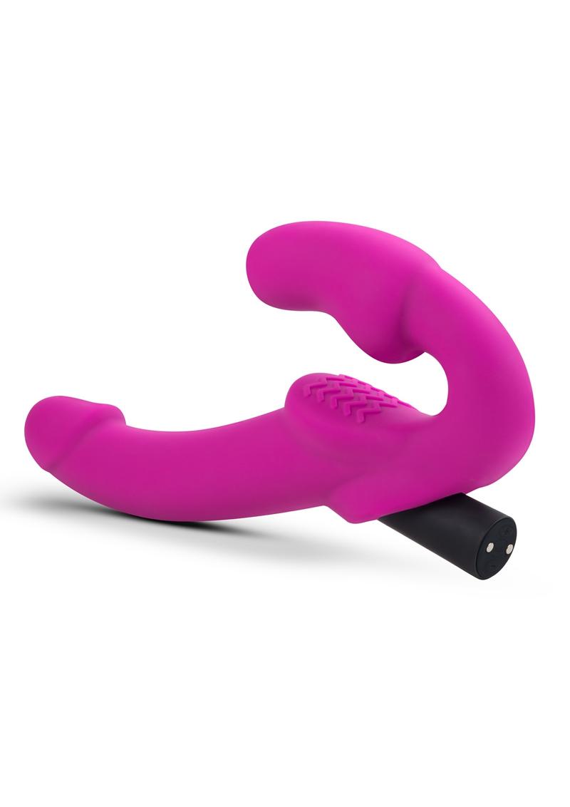 Temptasia Estella Strapless Silicone Vibrating Strap-On with Rechargeable Bullet - Pink