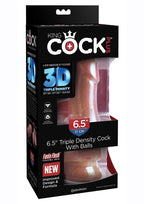 King Cock Plus Triple Density Dildo with Balls 6.5in - Caramel