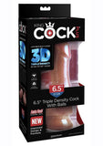 King Cock Plus Triple Density Dildo with Balls 6.5in - Caramel