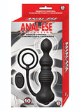 Anal-Ese Silicone Rechargeable Cock Ring with Anal Plug and Remote Control - Black