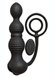 Anal-Ese Silicone Rechargeable Cock Ring with Anal Plug and Remote Control - Black