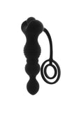 Anal-Ese Silicone Rechargeable Cock Ring with Anal Plug and Remote Control - Black