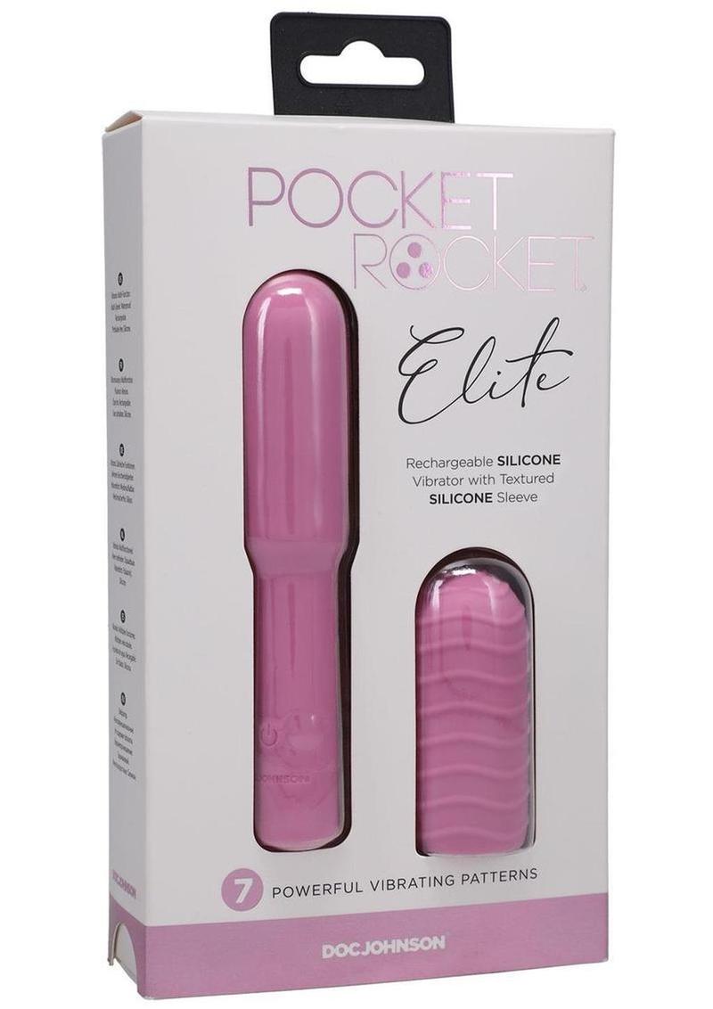 Pocket Rocket Elite Silicone Rechargeable Mini Vibrator With Removable Sleeve - Pink