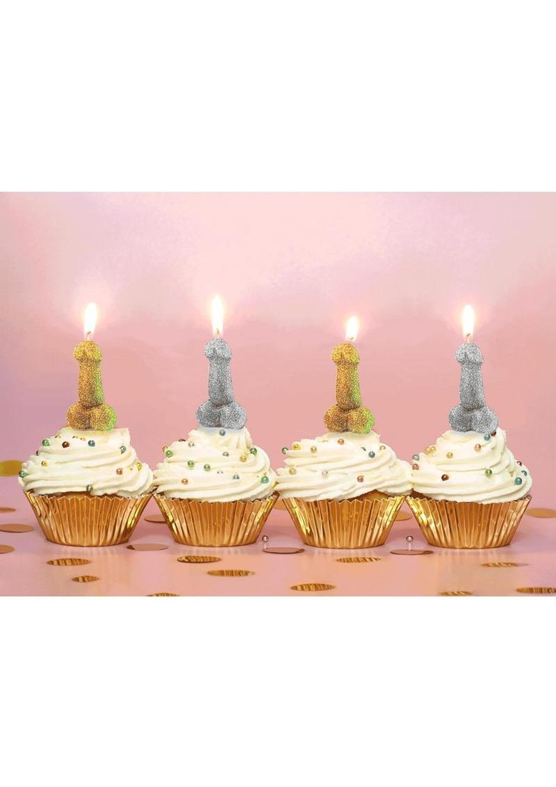 Glitterati Penis Party Candles (5 Pack) - Gold/Silver