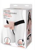Lux Fetish Rechargeable Strap-on with Balls 6in - Vanilla