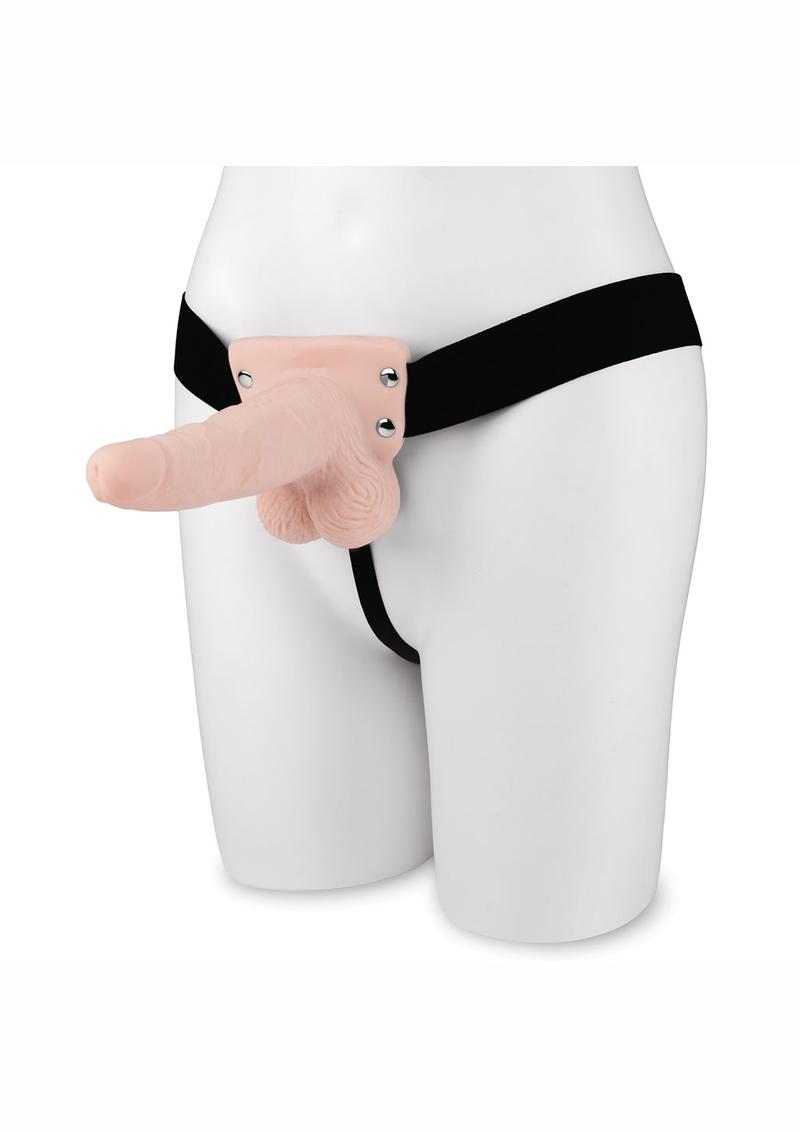 Lux Fetish Rechargeable Strap-on with Balls 6in - Vanilla