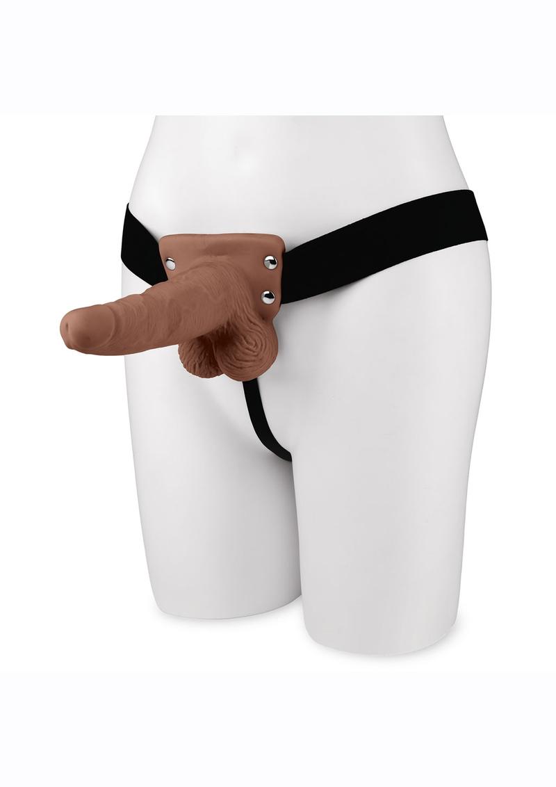 Lux Fetish Rechargeable Strap-on with Balls 6in - Caramel