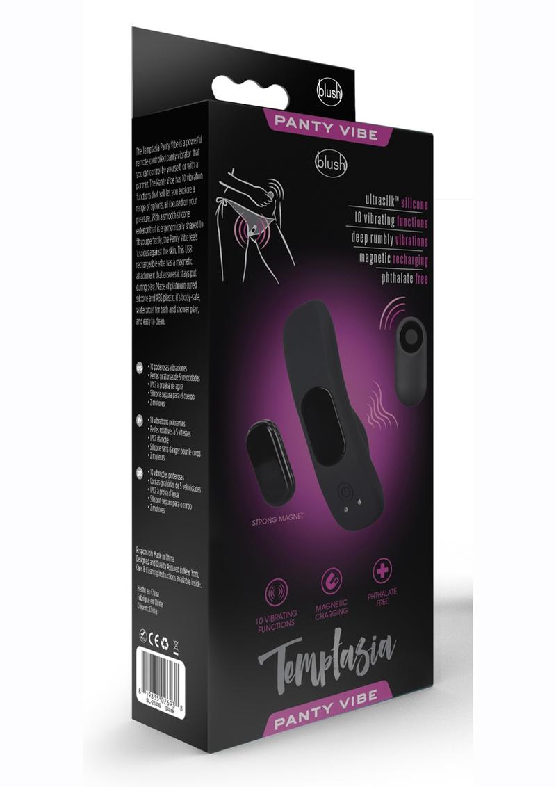Temptasia Silicone Rechargeable Panty Vibe with Remote Control - Black