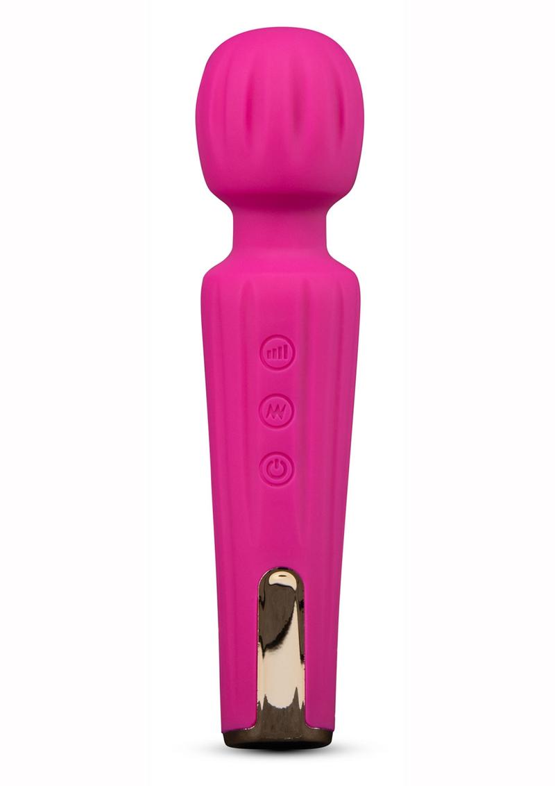 Blush Allana Velvet Rechargeable Silicone Wand Vibrator - Magenta/Rose Gold