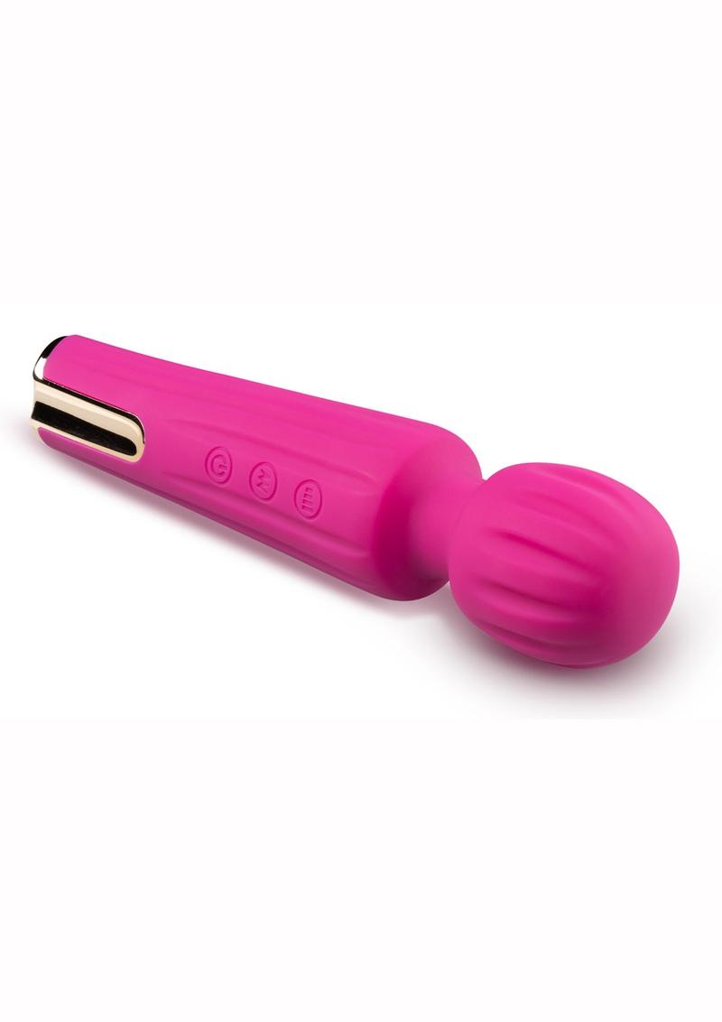 Blush Allana Velvet Rechargeable Silicone Wand Vibrator - Magenta/Rose Gold