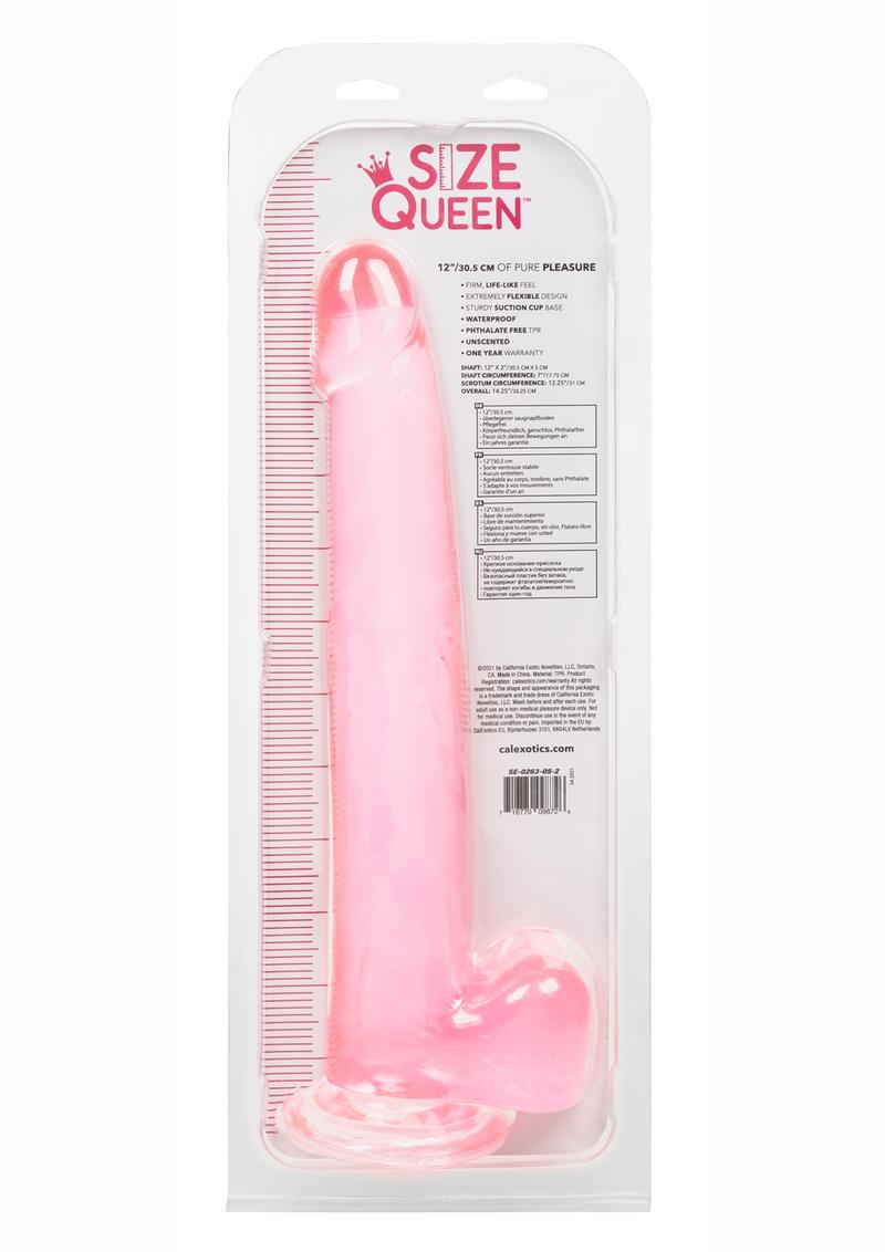 Size Queen Dildo with Balls 12in - Pink
