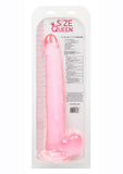 Size Queen Dildo with Balls 12in - Pink