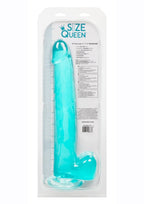 Size Queen Dildo with Balls 12in - Blue