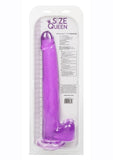 Size Queen Dildo with Balls 12in - Purple
