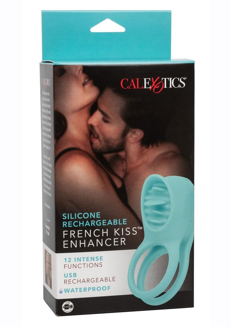 Couple's Enhancers French Kiss Enhancer Silicone Rechargeable Cock Ring - Blue