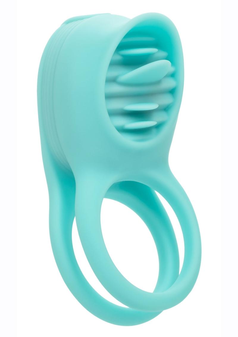 Couple's Enhancers French Kiss Enhancer Silicone Rechargeable Cock Ring - Blue