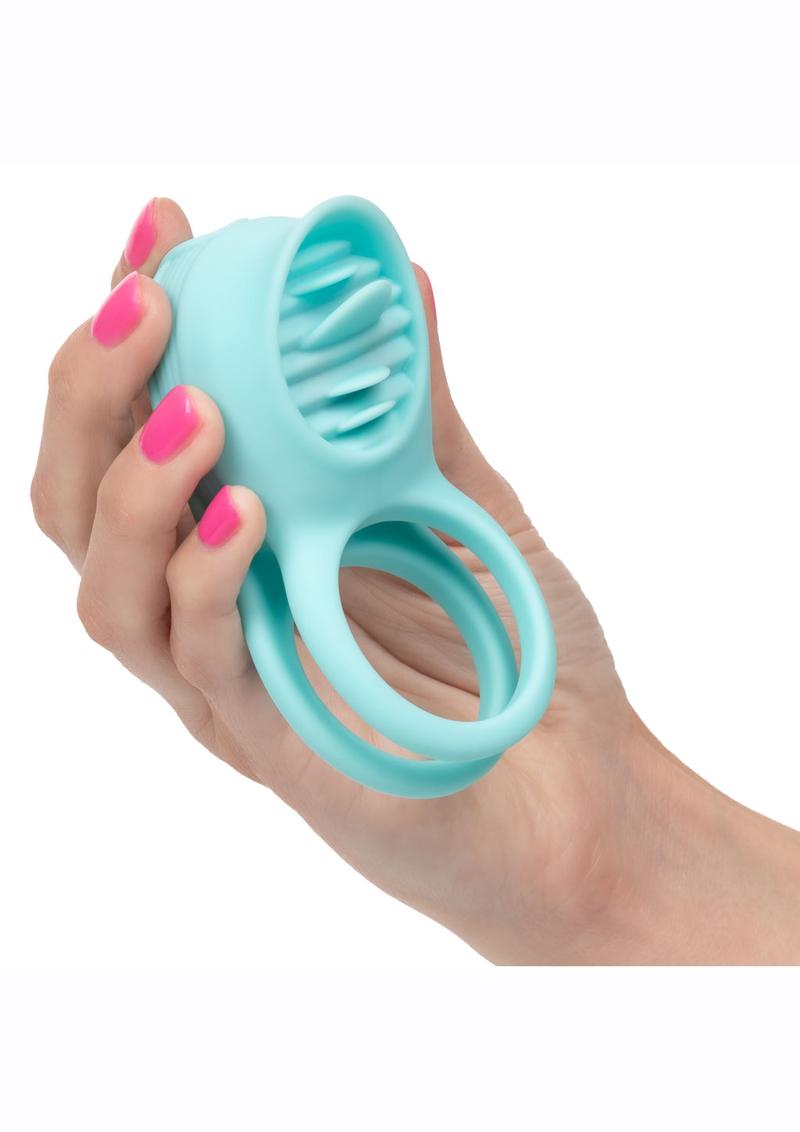 Couple's Enhancers French Kiss Enhancer Silicone Rechargeable Cock Ring - Blue