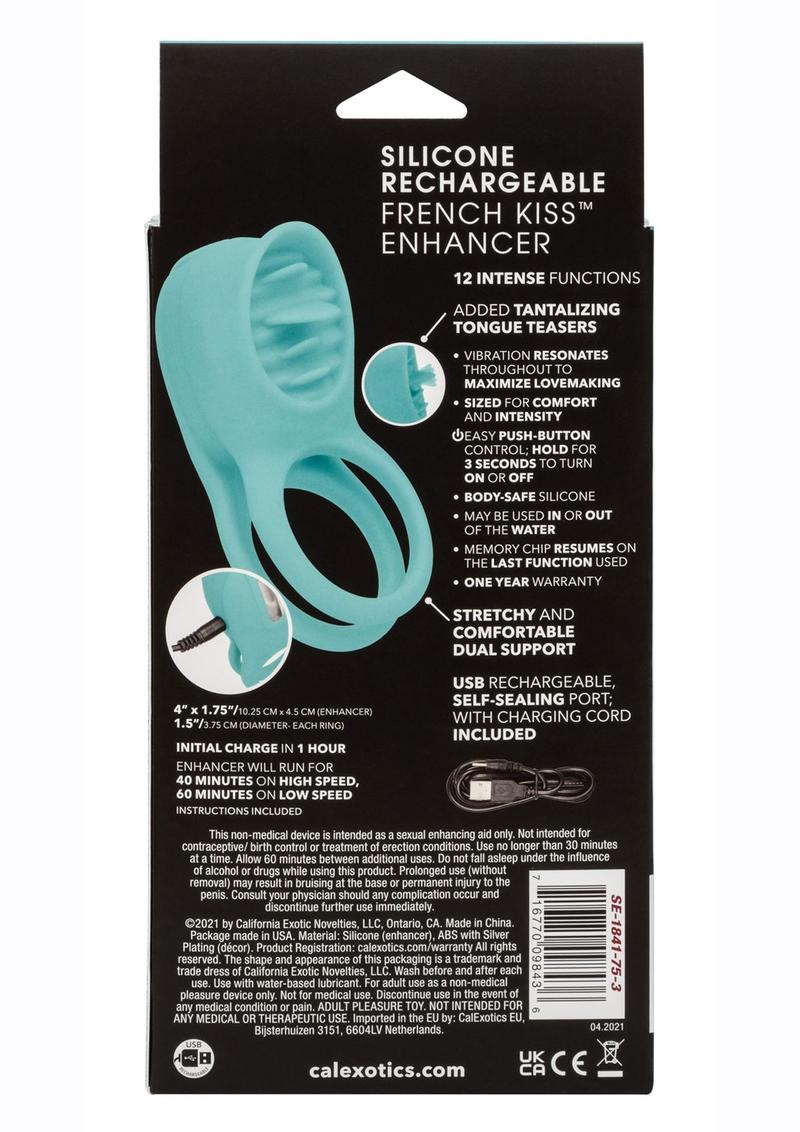 Couple's Enhancers French Kiss Enhancer Silicone Rechargeable Cock Ring - Blue