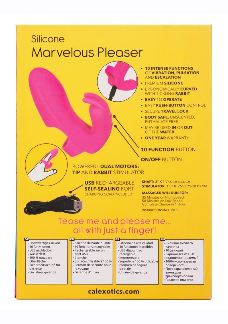 Mini Marvels Marvelous Pleasure Silicone Rechargeable Finger Massager - Pink