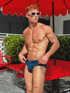 RED Hot Hip Brief Mono-Tone in Petrol Blue