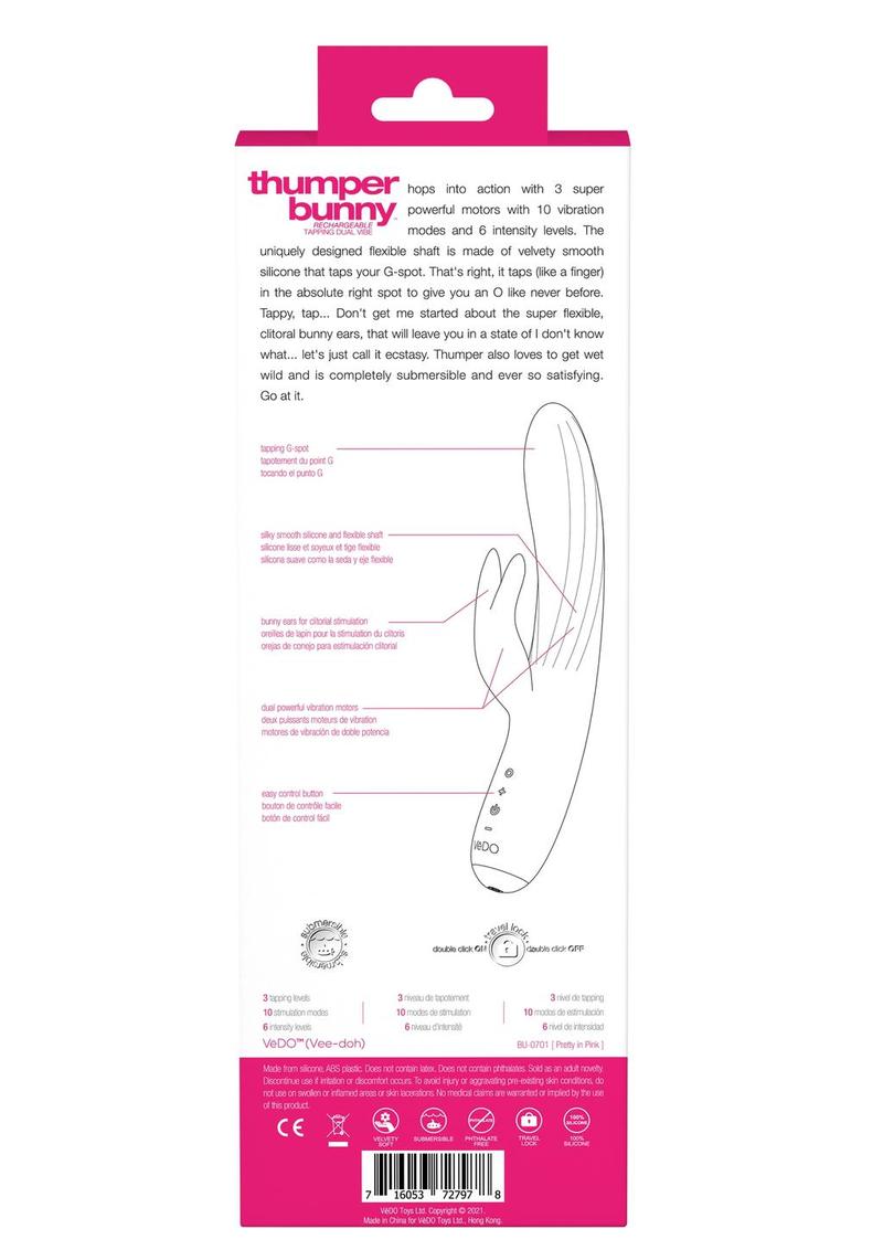 VeDO Thumper Bunny Silicone Rabbit Vibrator - Pretty In Pink