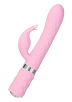 Pillow Talk Lively Rechargeable Silicone Rabbit Massager with Swarovski Crystal - Pink