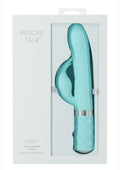 Pillow Talk Lively Rechargeable Silicone Rabbit Vibrator with Swarovski Crystal - Teal