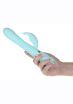 Pillow Talk Lively Rechargeable Silicone Rabbit Vibrator with Swarovski Crystal - Teal