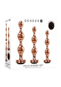 Gender X Gold Digger Set Anal Plugs (3 piece set) - Rose Gold/Black