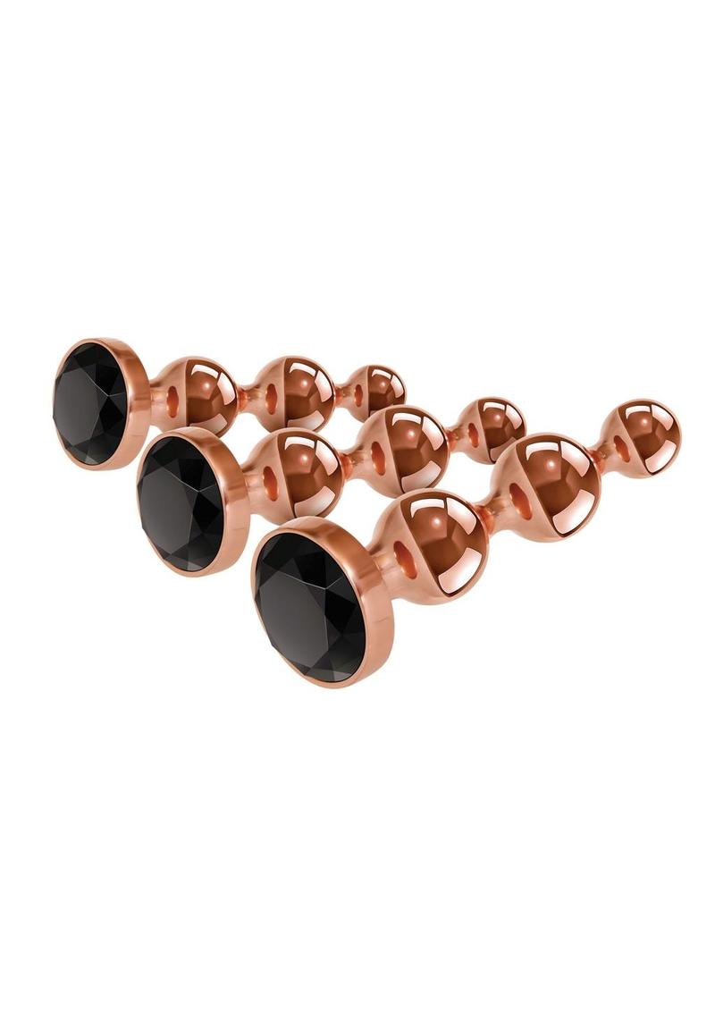 Gender X Gold Digger Set Anal Plugs (3 piece set) - Rose Gold/Black