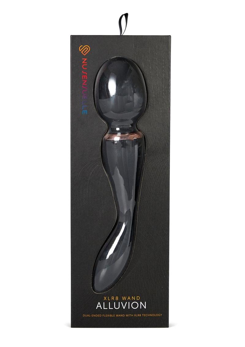 Nu Sensuelle XLR8 Alluvion Silicone Rechargeable Wand Massager - Black/Rose Gold