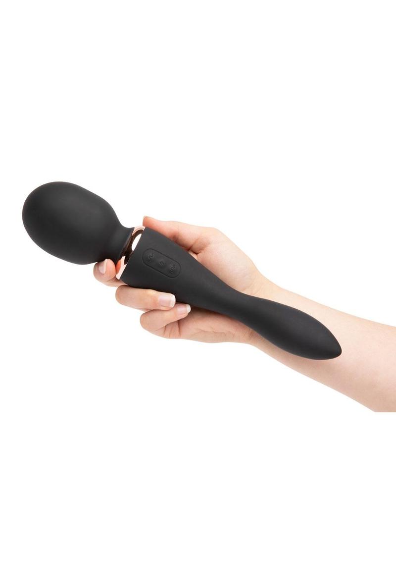 Nu Sensuelle XLR8 Alluvion Silicone Rechargeable Wand Massager - Black/Rose Gold