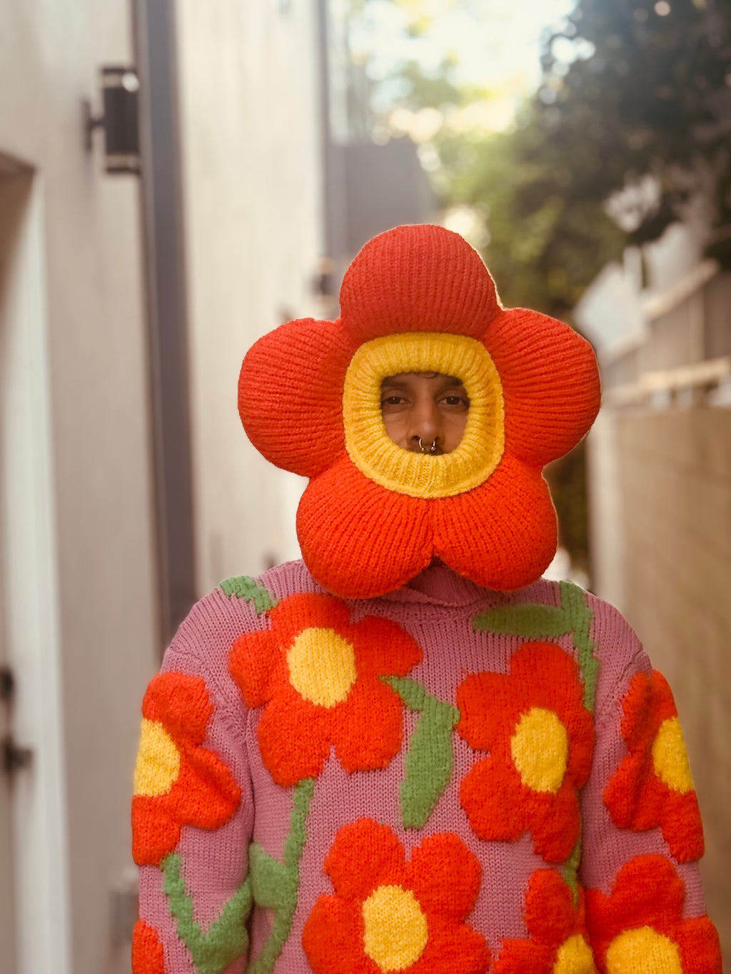 WALTER VAN BEIRENDONCK FLOWER BALACLAVA ORANGE