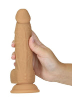 Naked Addiction Rechargeable Silicone Vibrating and Rotating Dildo with Remote Control 8in - Caramel