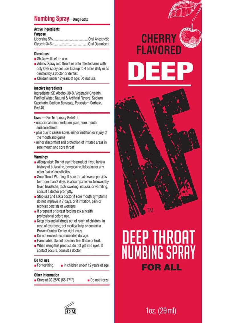 Deep AF Deep Throat Numbing Spray 1oz - Cherry