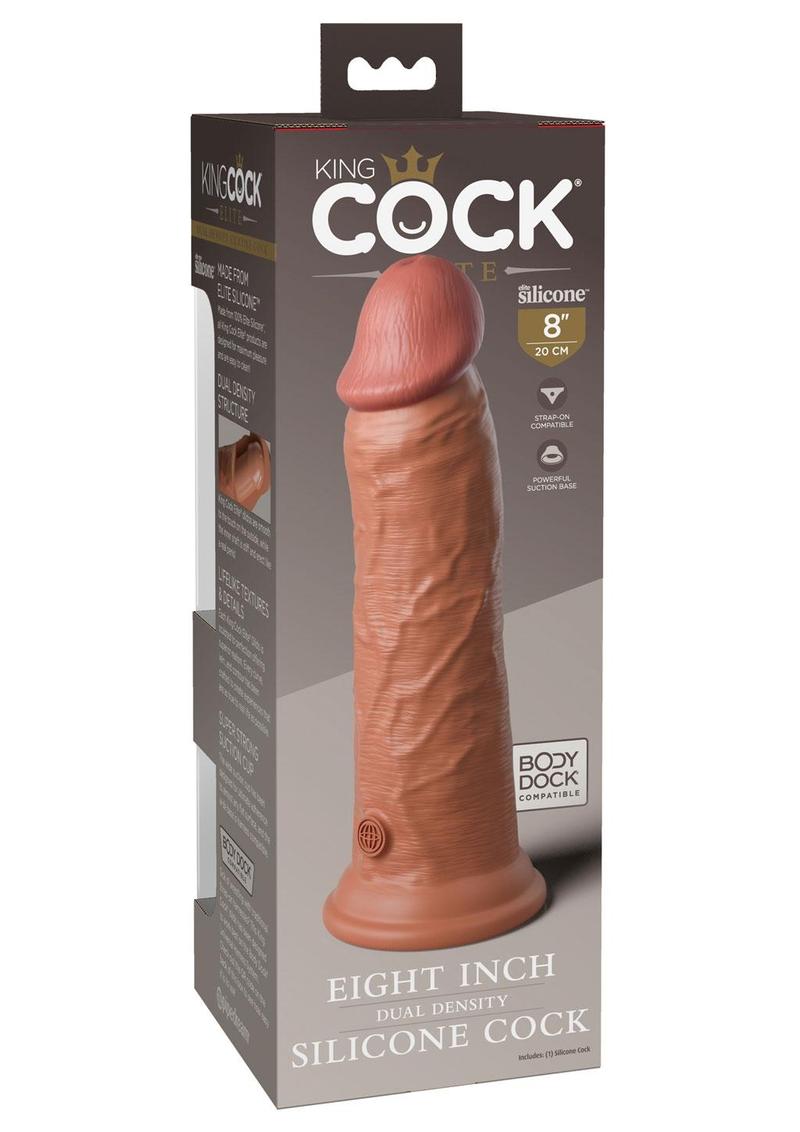 King Cock Elite Dual Density Silicone Dildo 8in - Caramel
