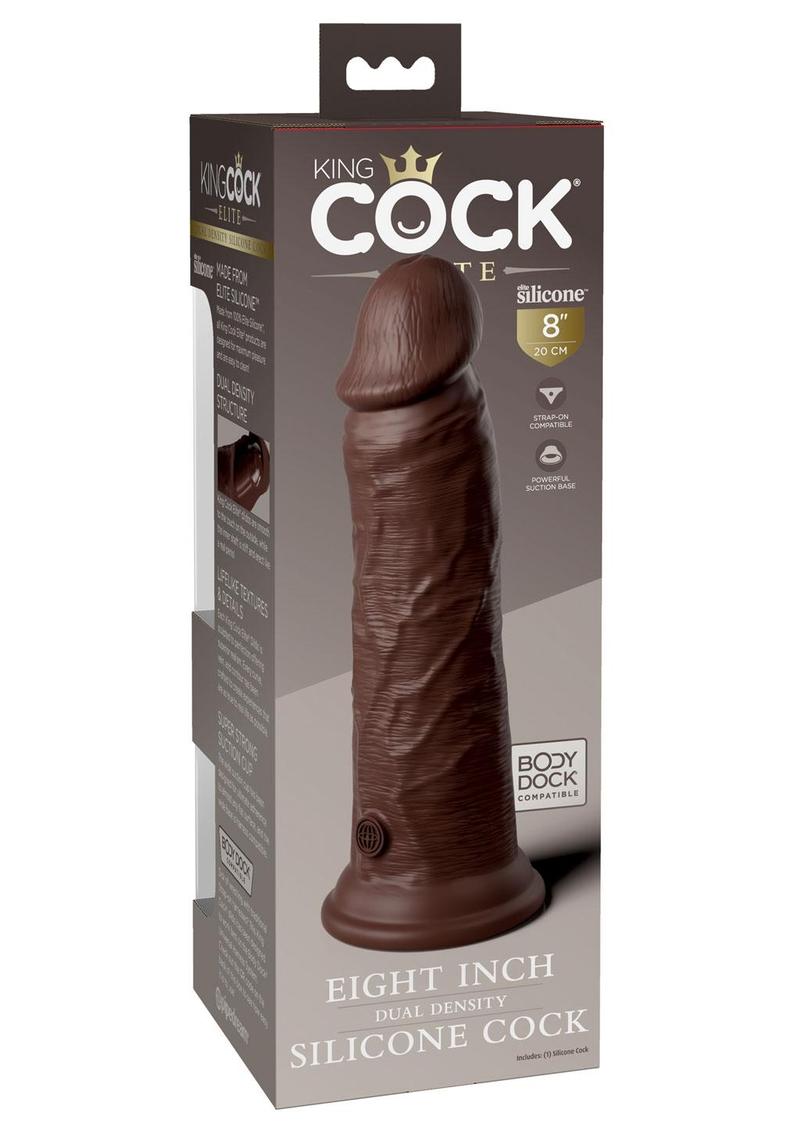 King Cock Elite Dual Density Silicone Dildo 8in - Chocolate