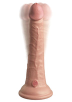 King Cock Elite Dual Density Vibrating Rechargeable Silicone Dildo with Remote Control 7in - Vanilla