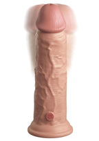 King Cock Elite Dual Density Vibrating Rechargeable Silicone Dildo with Remote Control 8in - Vanilla
