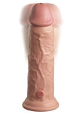 King Cock Elite Dual Density Vibrating Rechargeable Silicone Dildo with Remote Control 8in - Vanilla