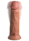 King Cock Elite Dual Density Vibrating Rechargeable Silicone Dildo with Remote Control 8in - Caramel