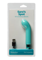 PowerBullet Sara's Spot 10 Function Rechargeable Silicone Vibrating Bullet - Teal